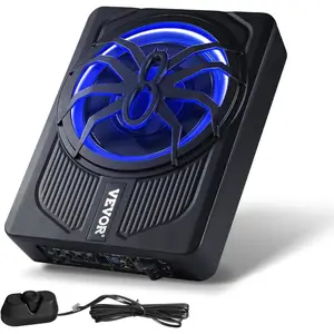 VEVOR 10 240W Underseat Car Subwoofer, Slim Powered Car Subwoofers Under The Seat, Low Profile Audio Sub Built - in Amplifier, High/Low Level Input Volume Controller for SUVs, Car, Truck, RVVEVOR Super Brand Day