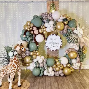 Jungle Themed Balloon Garland Arch Kit, 1 Set Animal Printed Balloon, Wild One Giraffe Baby Shower Decorations for Girl Birthday Party Supplies