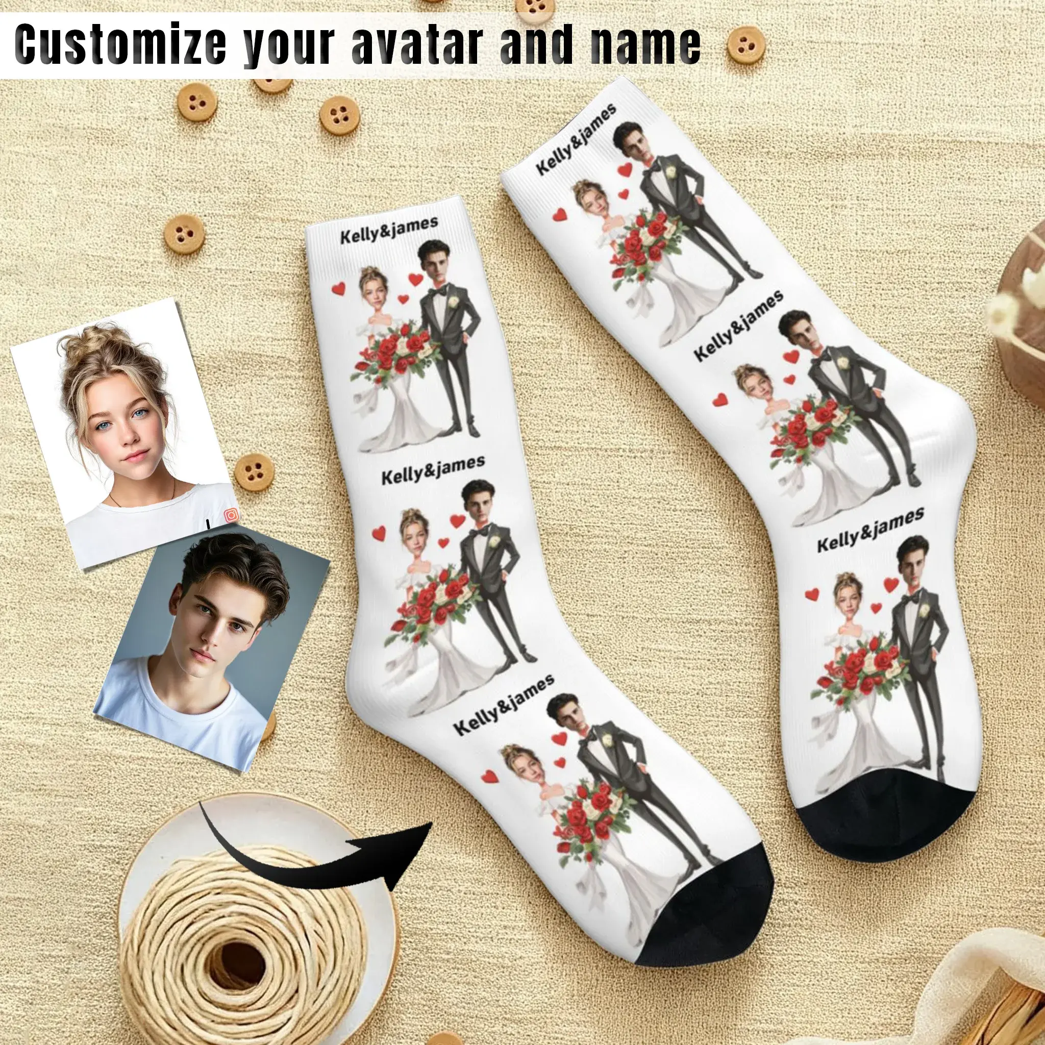 Customized socks Couple socks Wedding