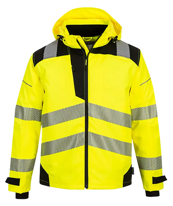 Portwest PW3 Extreme Waterproof Reflective Rain Jacket, PW360YBRS, Yellow & Black - Small, Water Proof