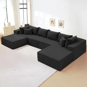 Juikury Cloud 4-6 Seat Sectional Couch,DIY Combination Sectional Couches Modular Sofa with Deep Seat Reversible Ottoman for for Living Room Bedroom
