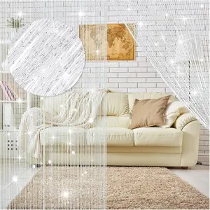 4 count String Curtains Glitter Fringe Curtains for Window 79 x 39 Inch Door Divider Strip Tassel for Wedding Living Room Bathroom Coffee Shop(White)
