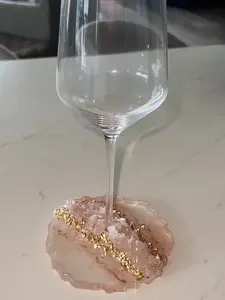 Premium Handblown Luna & Mantha Crystal Wine Glasses  - 15 oz, Tulip glassware shape, Thin Rim, Long Stem, rose quartz and crystal base gilded with a gold finish.