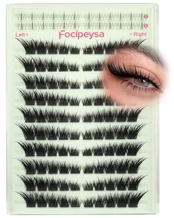 Fox Eye Eyelash Clusters Natural Volume Lashes Clusters Cat Eye Lash Extensions Wispy Cluster Eyelash Extensions Lightweight Waterproof Eyelashes Extension for Effortless Volume Salon Effect Lash