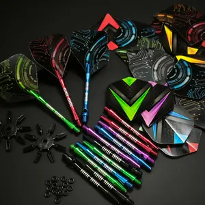 Dart shaft+dart wings+protector accessory set, Game, metal aluminum shaft, exquisite carving, universal dart accessory set, lightweight, sturdy, durable, multi-color optional, convenient and fast to use, both beginners and experienced players
