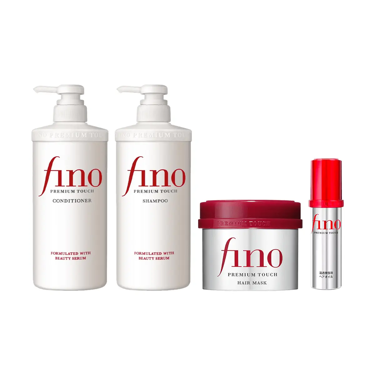 Fino Intensive Hair Care Set – 4-in-1 Value Pack for Damaged Hair Repair with Shampoo 550ml, Conditioner 550ml, Hair Mask 230g & Hair Oil 70ml – Deep Nourishment & Strengthening