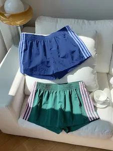 Women's Quick-Dry Breathable Sport Shorts, Summer Retro Casual Loose-Fit Waistband Wide Leg Pants, 1 Piece/2 Pieces, Striped Pattern