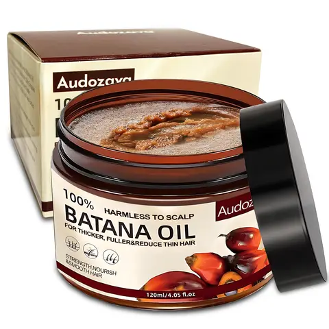 120ml Organic Unrefined Batana Oil - Fragrance-Free Moisturizing Nourishing Hair Growth Product for Adults, Hydrates Dry Damaged Wavy Strands, Nourishes Scalp, Boosts Thickness, Supports Batana Oil Hair Growth