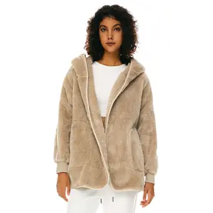 Orolay Fuzzy Fleece Jacket Women's Winter Long Sleeve Lapel Open Front Cardigan Faux Fur Coat with Pockets Fashion Womenswear Tops
