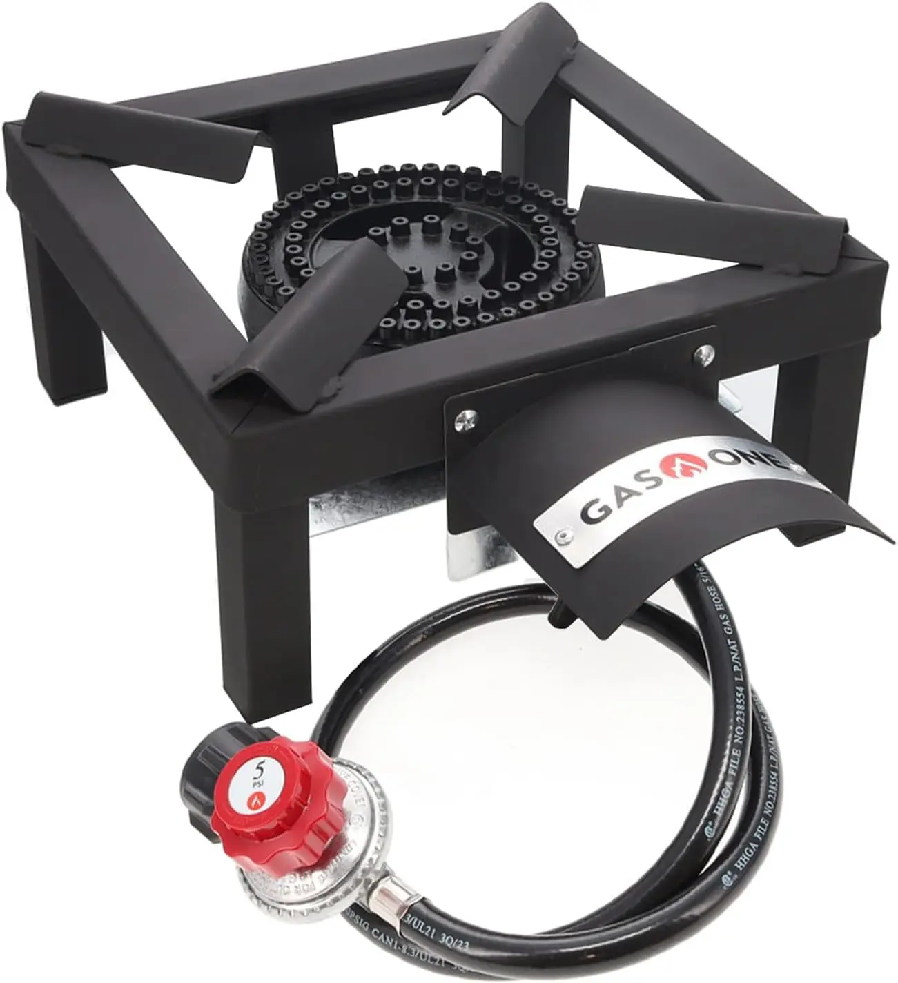 GASONE Camping Cooker, High-Output Single Burner with Cast Iron Head, Heavy-Duty Stove with Heat-Shield Base for Fast High Heat Outdoor Cooking & Tailgating