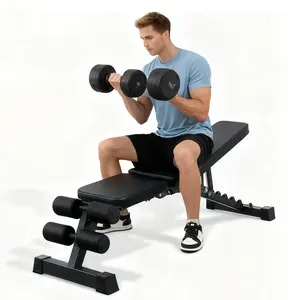 8-in-1 Foldable Workout Bench For Home Gym Multi Purpose Adjustable Utility Stool For Seated Curls foldable workout strength  training  bench