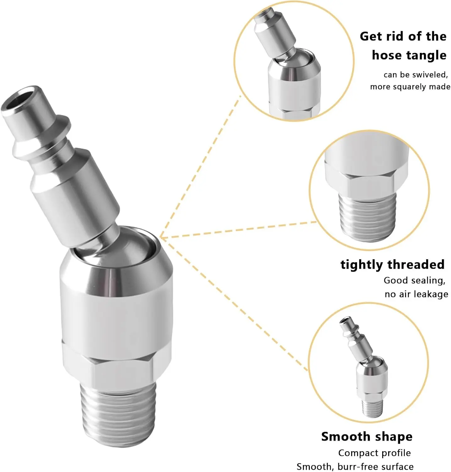 Swivel Air Fitting 1/4" Swivel Air Fitting Coupler Tool Heavy-Duty Hose Connector with 360° Rotation Quick Connect/Disconnect for Air Compressors Pneumatic Tools & Industrial Applications
