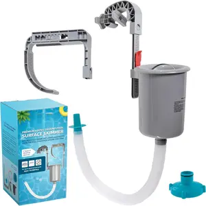 Pool Skimmer - Above Ground Pool Skimmer, Floating Surface Skimmer, Accessories - Clean Debris Basket, Wall Mount, Attaches to Inflatable Collars, Tubular and Metal Frames