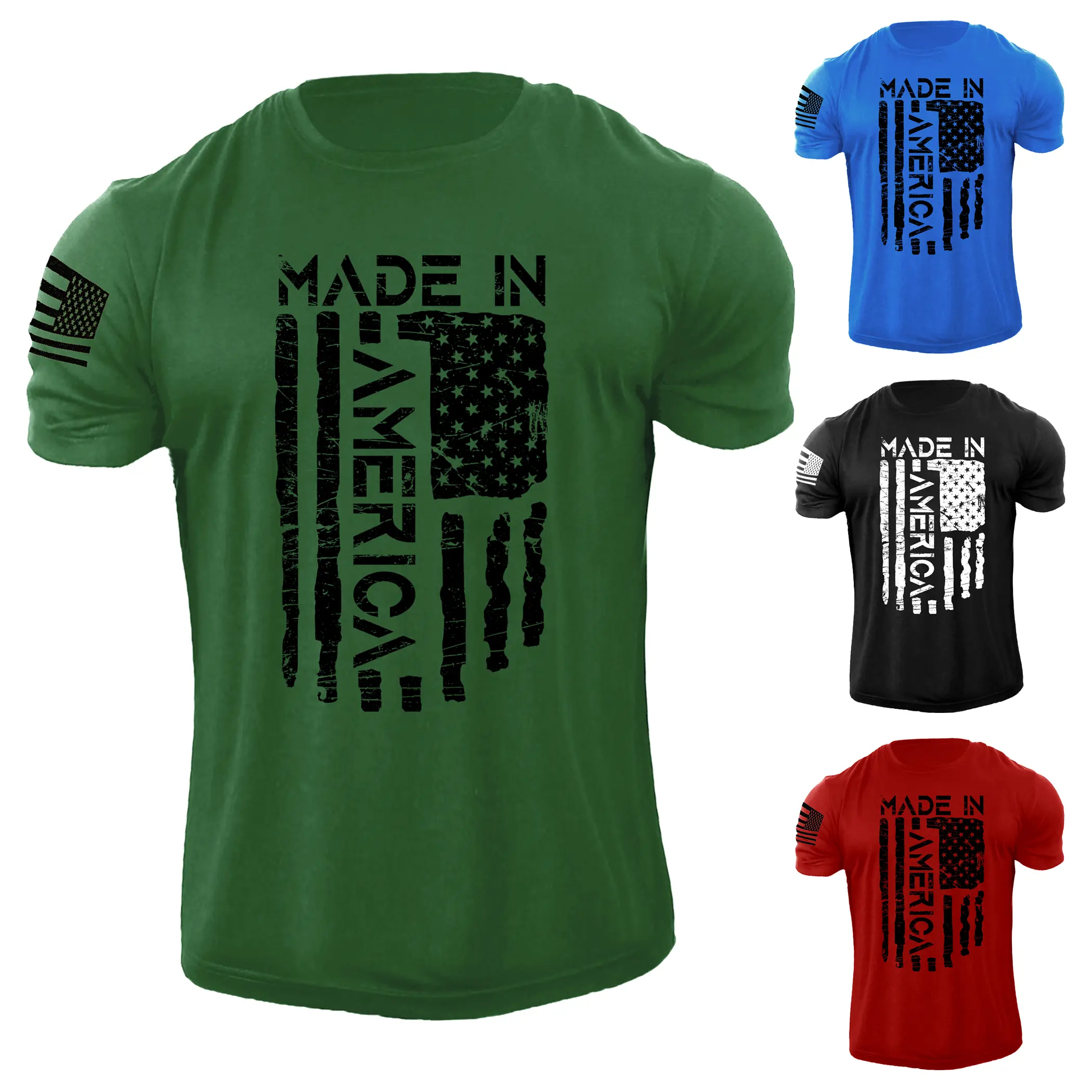Made In America Flag Patriotic T-Shirt USA Distressed Menswear Soft