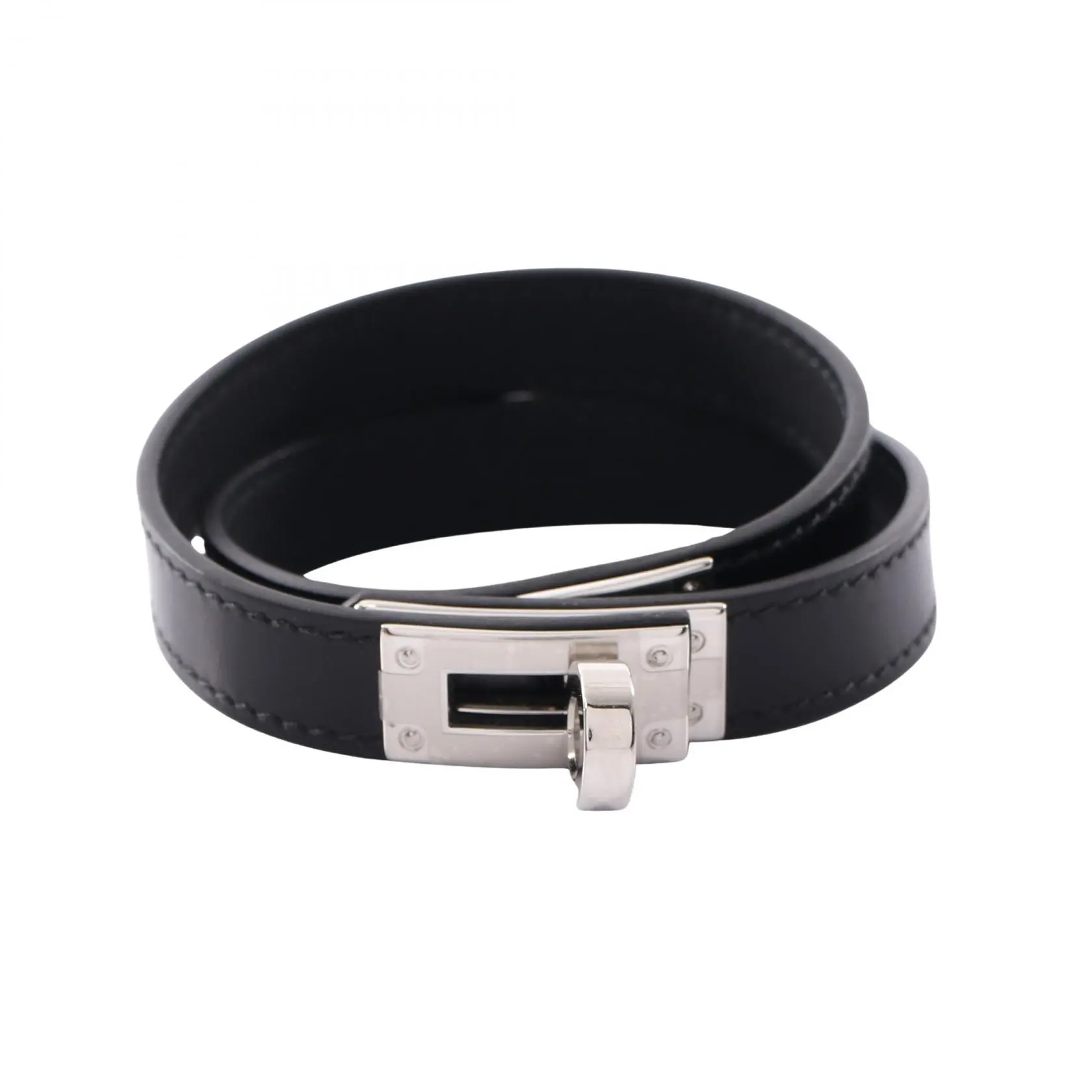 Pre-owned HERMÈS Calfskin Small Leather Goods Hermes Kelly Double Tour Calf Bracelet