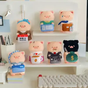 52TOYS LuLu the Piggy Office Series My Workplace partners monitor Plush Keychain Blindbox Kawaii Creative Gift Room Decor Desktop Decoration Gift for  Birthday PartyS