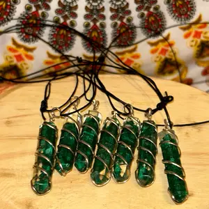 Malachite Crystal Necklace for Women, Green Stone Pendant