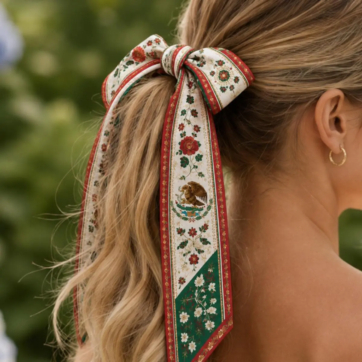 Custom Mexico Satin Hair Scarf, Mexico Twilly, Mexico Headband, Mexican Flag Hair Scarf, Mexico Scarf for Bag or Ponytail