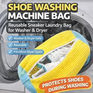 Shoe Washing Machine Bag with, Reusable Sneaker Laundry Bag for Washer & Dryer, Fits Most Shoe Types, Shoes Washing Bag