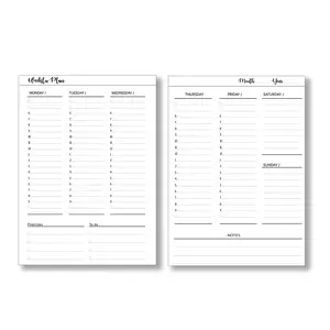 Undated Weekly Planner Inserts Calendar Refills Weekly Calendar Inserts, Undated Weekly Planner for 7, 8, 9, 11 Disc Planners