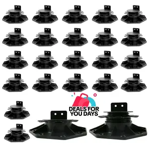 24-Pack Plastic Adjustable Deck Support Pedestals (Auto-Adjusting, Lift Mechanism, Easy-Adjust, Height-Increasing) – 1-3/16" to 2-3/8" Height Adjustment Deck Foundation Base, Ideal Mother's Day Gift, Auto-Adjusting Pedestals, Lift Mechani