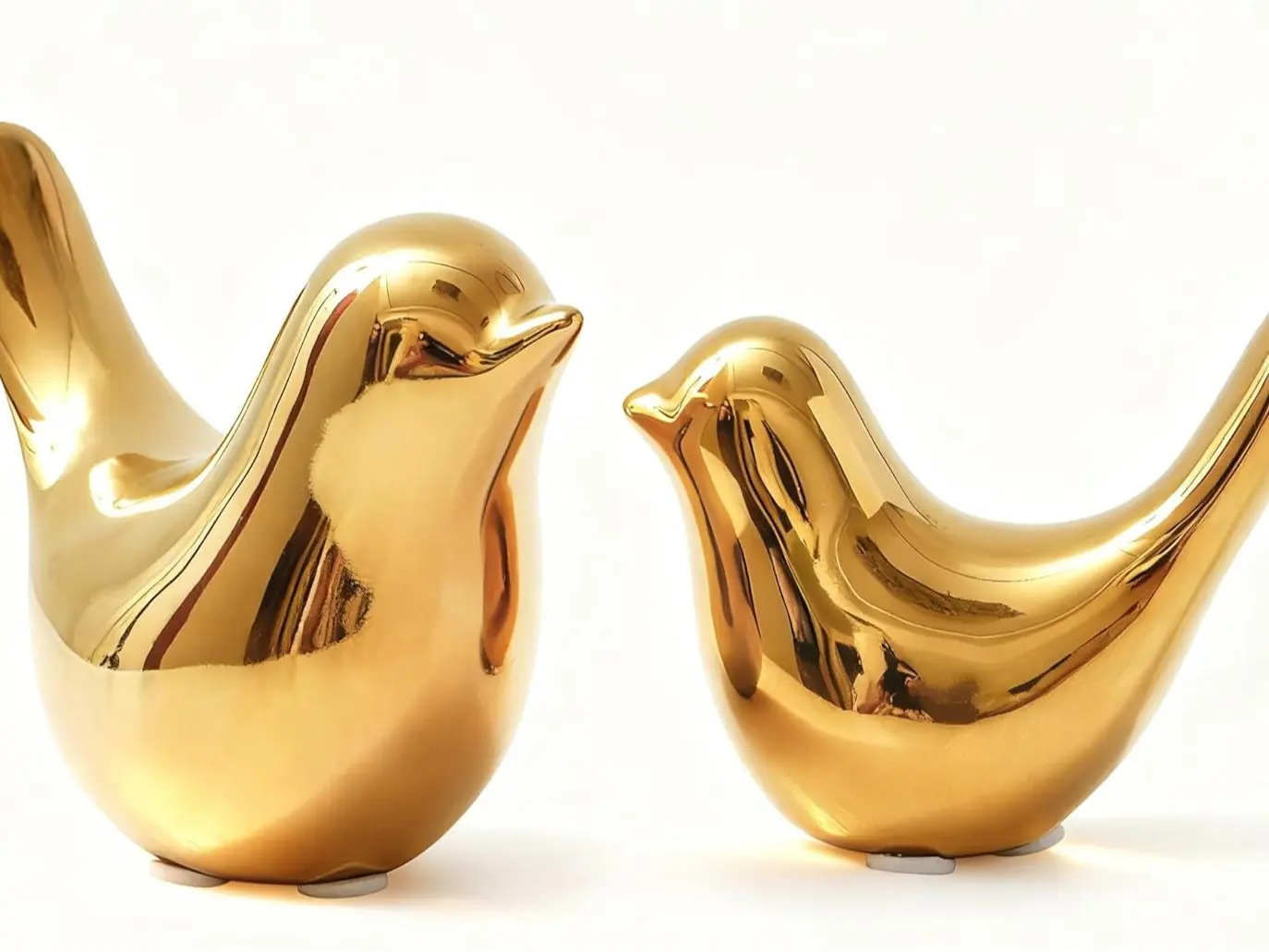 Gold Home Decor Small Birds Statues Modern Style Decorative Ornaments for Living Room Decor, Bedroom, Office Desktop, Cabinets (2Pcs Gold Birds)
