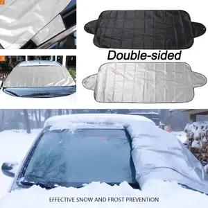 Foldable Double-Sided Multi-Purpose Windshield Cover, Sunshade for car outside - Winter Car Snow Shield / Summer Heat Insulation Sunscreen Curtain, 150×70cm, Small-Medium Sedans & SUVs, Easy Installation, Compact Storage Windshield Sun Shade