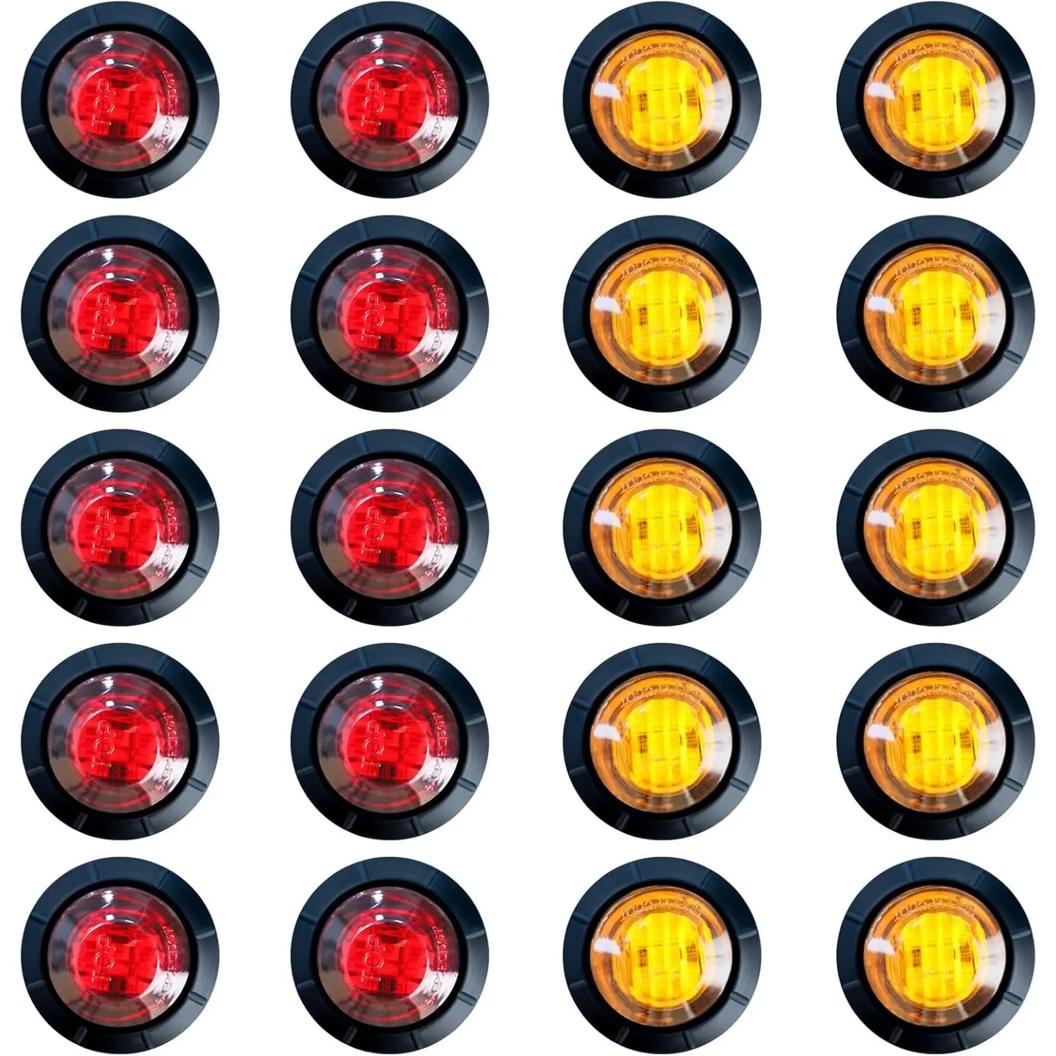 3/4 inch LED Trailer Marker Lights, 10PCS Red+10PCS Amber LED Clearance Bullet Side for Truck RV Car Bus Trailer Van Caravan Boat.(12V 20PCS)