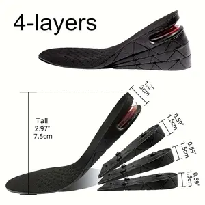 3/4.5/6/7.5cm Adjustable Shoe Heel Insole with Air Cushion for Variable Taller Support, Height Increase Insoles for Men & Women Footwear Comfort Active Bedroom