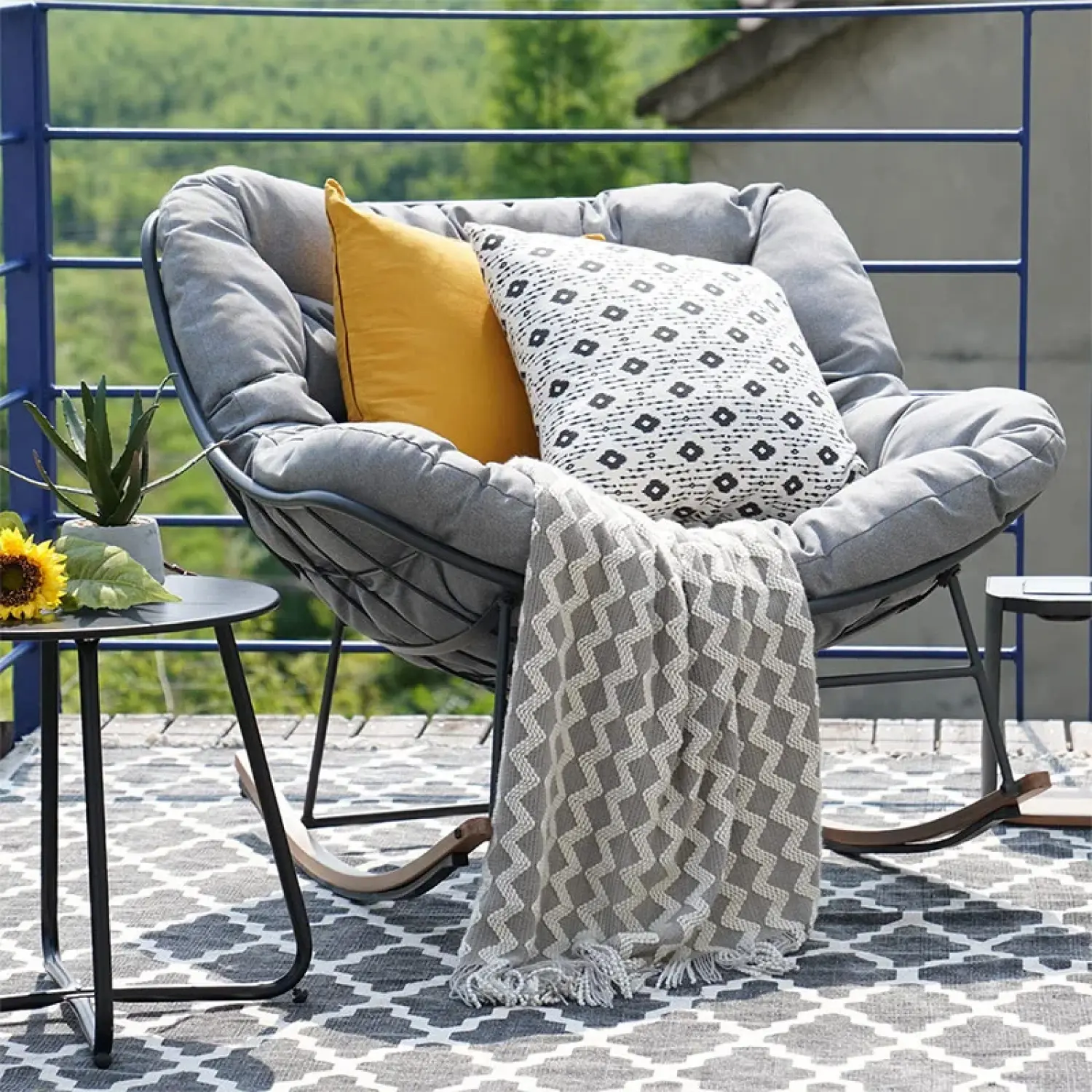 GRAND PATIO Royal Heavy-Duty All-Weather Cushioned Outdoor Rocking Chairs - Armchairs for Porch, Balcony, Indoor-Outdoor Furniture Use, Cushioned Outdoor Chairs