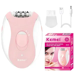 Kemei Women's Electric Hair Remover, 32 Stainless Steel Blades, Gentle Epilation, Skin Care, Leg & Hand Use, Smooth Skin Solution Km-189b