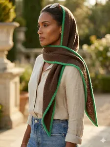 Women's Fashion Contrast Color Triangle Scarf, Premium Knit Shawl Wrap, Soft Breathable Shoulder Cape for Spring/fall, Elegant Versatile Multi-Wear Neck Scarf, Trendy Solid Shawl