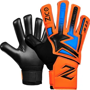 Zico JR20 Goalkeeper Gloves Sizes 2-9 Professional Grip Finger Protection Wrist Support Breathable Latex Palm Mesh Textured Back for Kids Youth Adults