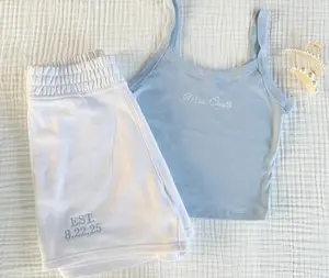 Mrs. Pajama Set, Mrs Tank & Joggers, Bridal Pjs, Bride Pajamas, Mrs. Set, Bridal Shower Outfit, Engagement Gift for Her, Embroidered