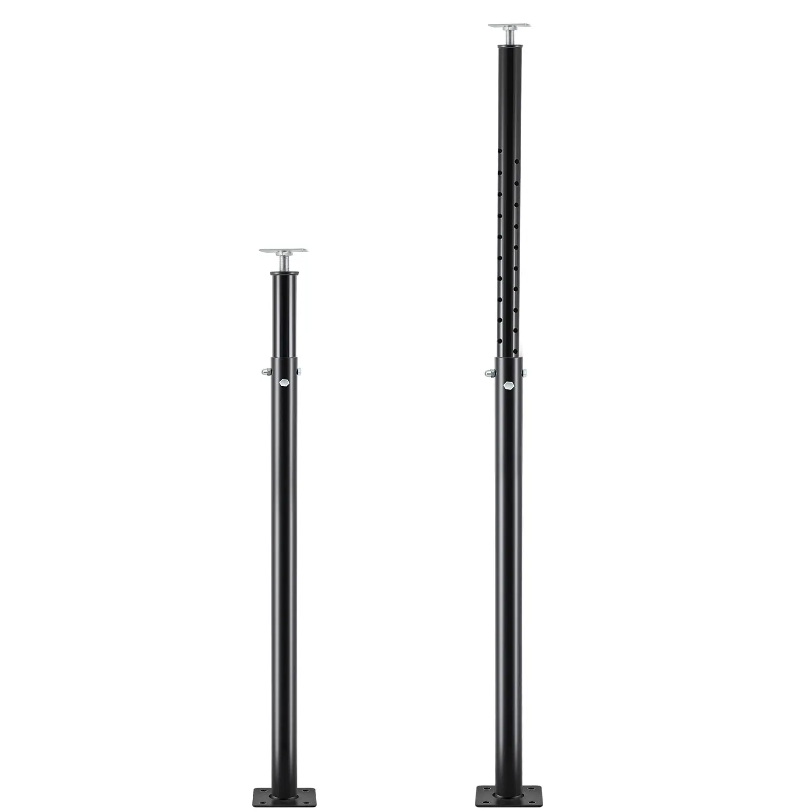 Maeklon 4-Pcs Hardware Temporary Steel Support Post - Adjustable Height Floor Jack for Basement Remodeling, 55-98 in Height, 82x82 mm Top Plate, 125x125 mm Bottom Plate, Corrosion-Proof, 9100-18000 Lbs Load Capacity Each, Black