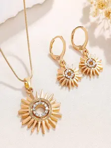 Sunflower Pendant Necklace Earrings Set, Micro-Set Zircon, Elegant Women's Jewelry, Perfect for Evening Parties, Long-Lasting, Luxury Gift