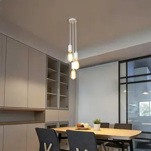 Three-Light Pendant Light, Indoor Lighting, Minimalist Three-Light Ceiling Hanging Lamp, Hardwired Installation, 110cm Adjustable Cord Length, For Living Room, Bedroom, Dining Room, Wrought Iron Industrial Indoor Ceiling Chandelier (Bulbs Not Included)