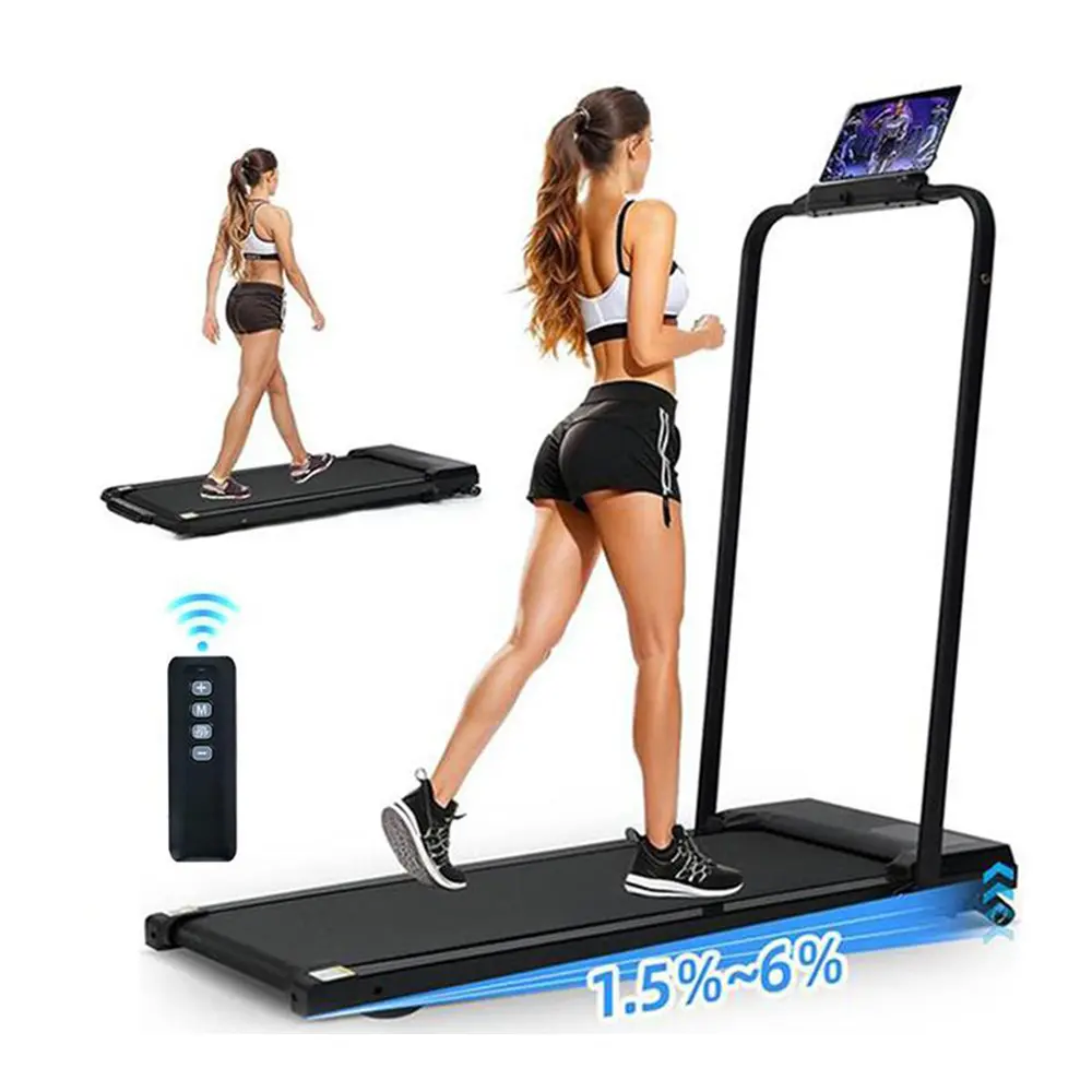 OVERSELF Incline Treadmill Walking Pad - Compact Foldable Home Fitness Equipment, 2.5HP Portable Foldable Exercise Equipment with Handlebar, Remote Control, LED Display, 0.6-6.2MPH Speed