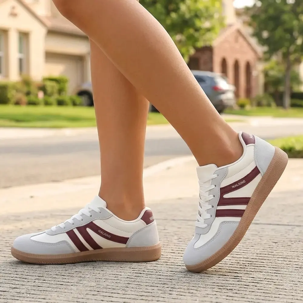Women Casual Sneakers Low-Top Elegant Walking Shoes Outdoor Non-Slip Lace-Up Sport Trainers
