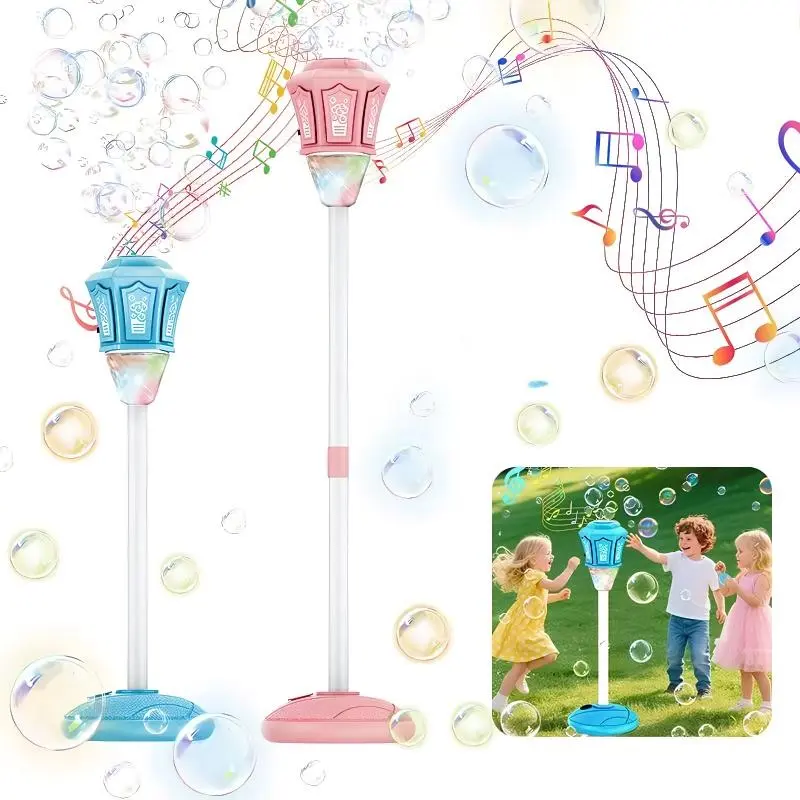 Bubble Machine for Kids, Automatic Standing Bubble Maker Machine Height Adjustable Up to 47 Inches Outdoor Battery Bubble Machine with Light/Music for Toddlers Birthday Party Gifts