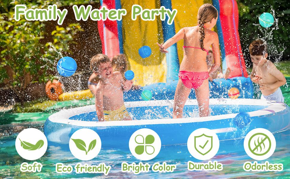 Reusable Magnetic Water Balloons 12 Pack – Silicone Self-Sealing Water Balls, Quick Fill Splash Toys, Leakproof Eco-Friendly Summer Pool Toys for Kids & Adults Outdoor Beach Fun