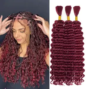 【TIMIA】150g Deep Wave Loose Hair for Wet Hair and Wavy Micro Braid Hair, No Weft Imitation Deep Wave Braid Hair for Box Bohemian Braids, Size 16 18 20 22 Inch, 3 Bundles/Pack #bug