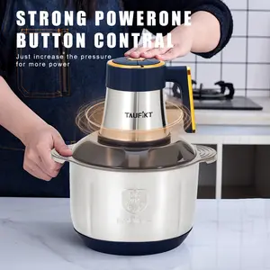 TAUFIKT Stainless Steel Meat Grinder, 5L Large Capacity Food Processor With 6 Blades For Vegetables, Onions, Nuts, Meats 500W Motor,