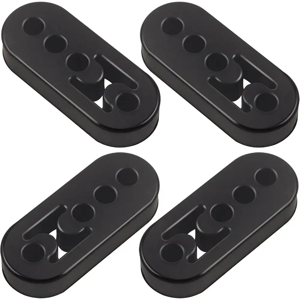Rubber Exhaust Hanger 4 Pack, 4 Holes Adjustable Muffler Hanger, Universal Muffler Exhaust System, Insulator Bushing Mount, Weather-Proof High Density Tail Pipe Hanger