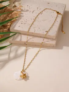 Vacation Style Shell Seahorse Star Sun Gold Necklace Lightweight All Season For Women Beach Wear