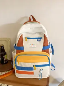 Vibrant, playful, practical, retro casual backpack, fashionable, contrasting, exquisite, personalized, versatile backpack with multiple zippered pockets for reasonable separation, suitable for school, commuting, and travel