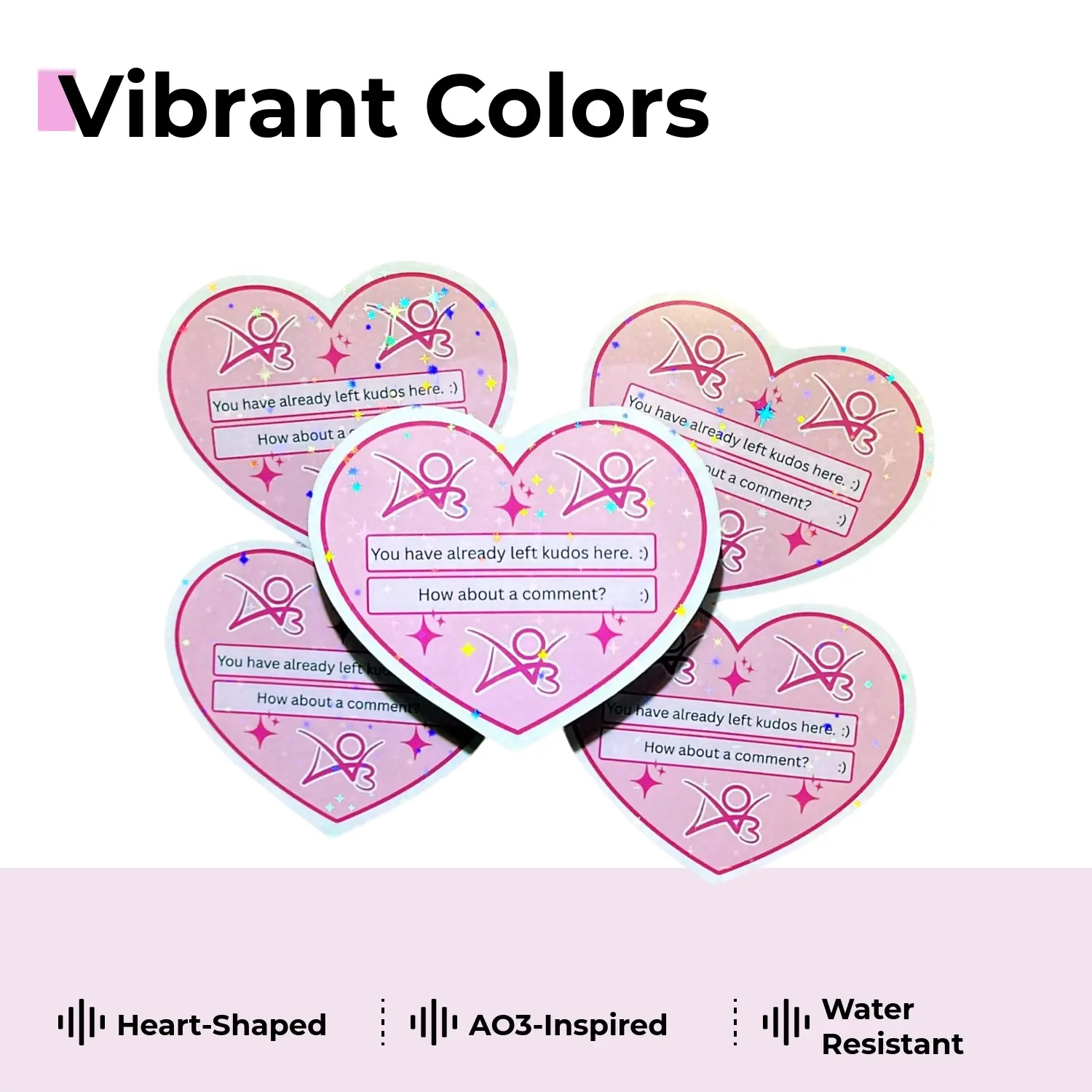 AO3 Kudos Sticker, Heart-Shaped Fanfic Fandom Sticker, 3 inch