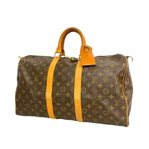Pre-owned Louis Vuitton leather Travel Bags Monogram Canvas Keepall 45 Boston Travel Bag VI884 (FJ16784)