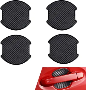 PCS Car Door Handle Cup Protectors, TPU D Carbon Fiber Door Guard Trim, Antiscratch Waterproof Paint Protective Film, Universal Selfadhesive Entry Exterior Part for Cars (Black)