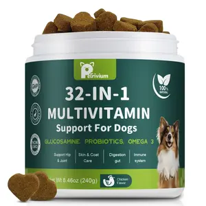 【32-in-1】Dog Chewable with Glucosamine & MSM, Omegas 3 & 6, Probiotics, Dog Vitamins and Supplements for Hip & Joint Health, Skin & Coat, Immune Boost & Overall Natural Health 120 Soft Chews cat Multivitamin-#Summervibes#petlovers outdoorfun
